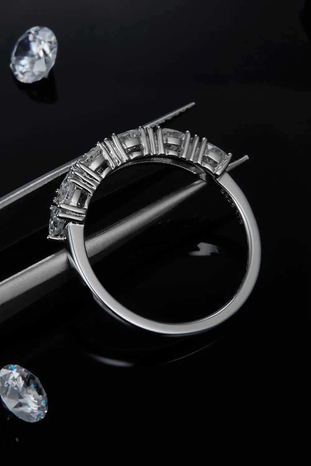 Lovcia 1 Carat Moissanite 925 Sterling Silver Half-Eternity Ring-Rings-Silver-4.5-Silver