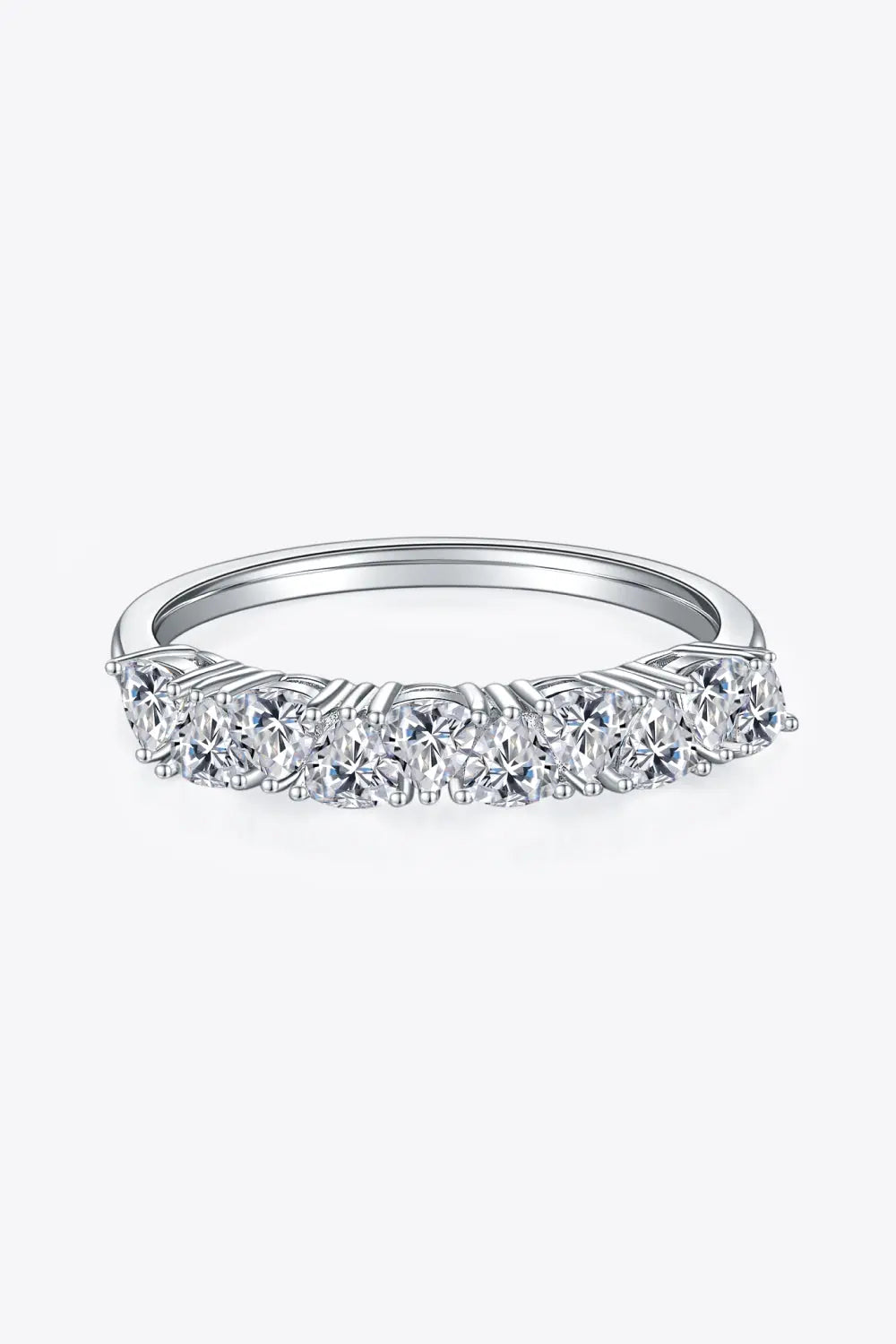 Lovcia 1 Carat Moissanite 925 Sterling Silver Half-Eternity Ring-Rings-Silver-4.5-Silver