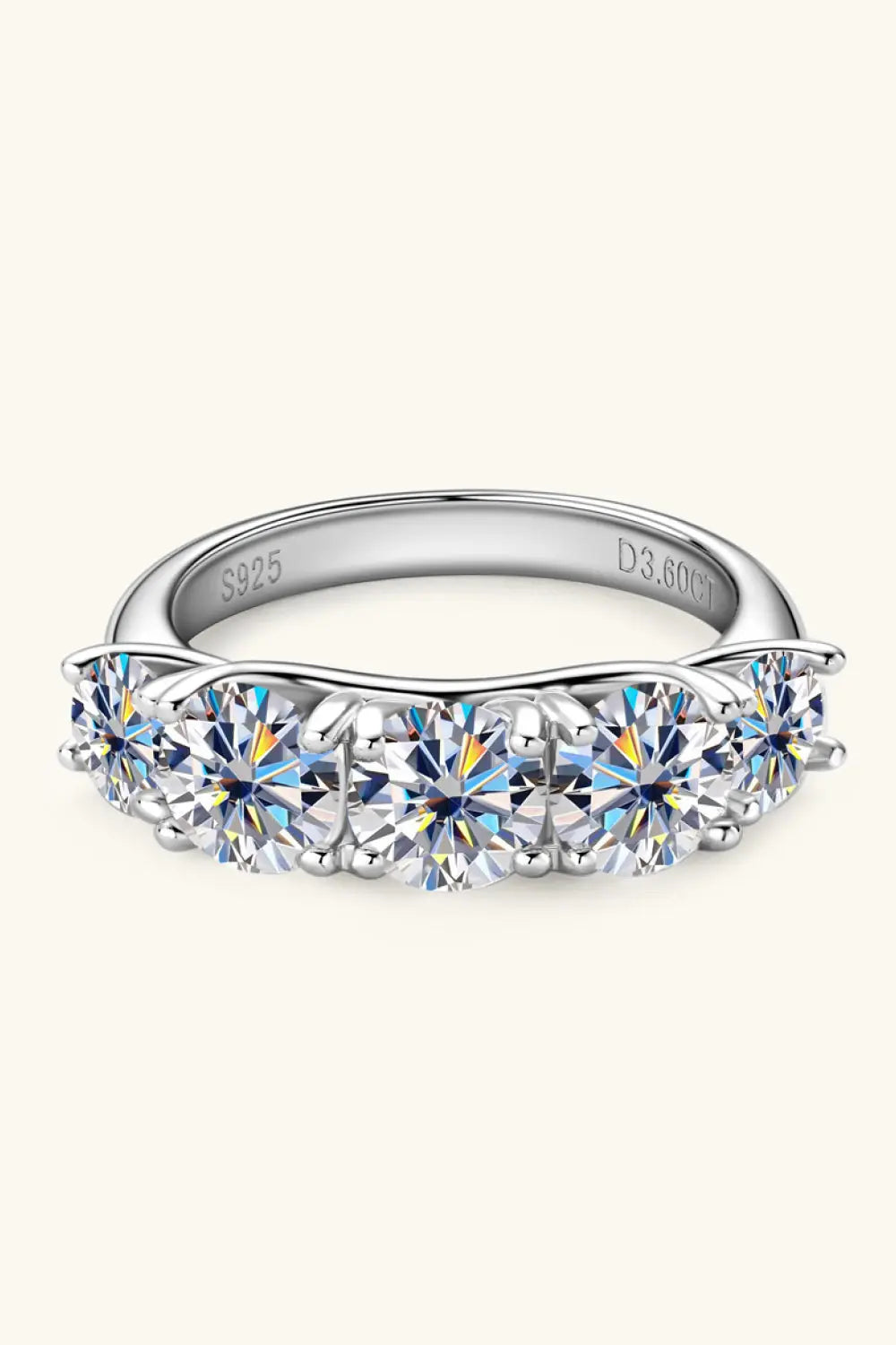 Lovcia 1 Carat Moissanite 925 Sterling Silver Half-Eternity Ring-Rings-Silver-5-Silver