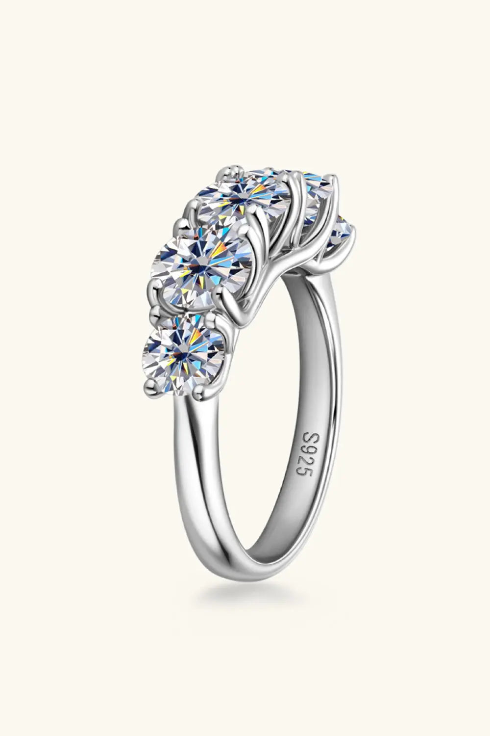 Lovcia 1 Carat Moissanite 925 Sterling Silver Half-Eternity Ring-Rings-Silver-5-Silver