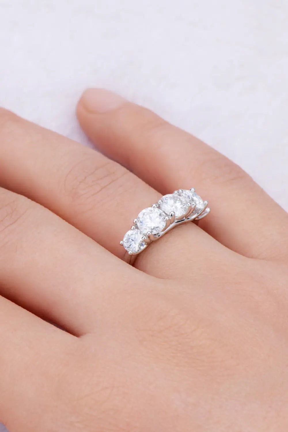 Lovcia 1 Carat Moissanite 925 Sterling Silver Half-Eternity Ring-Rings-Silver-5-Silver