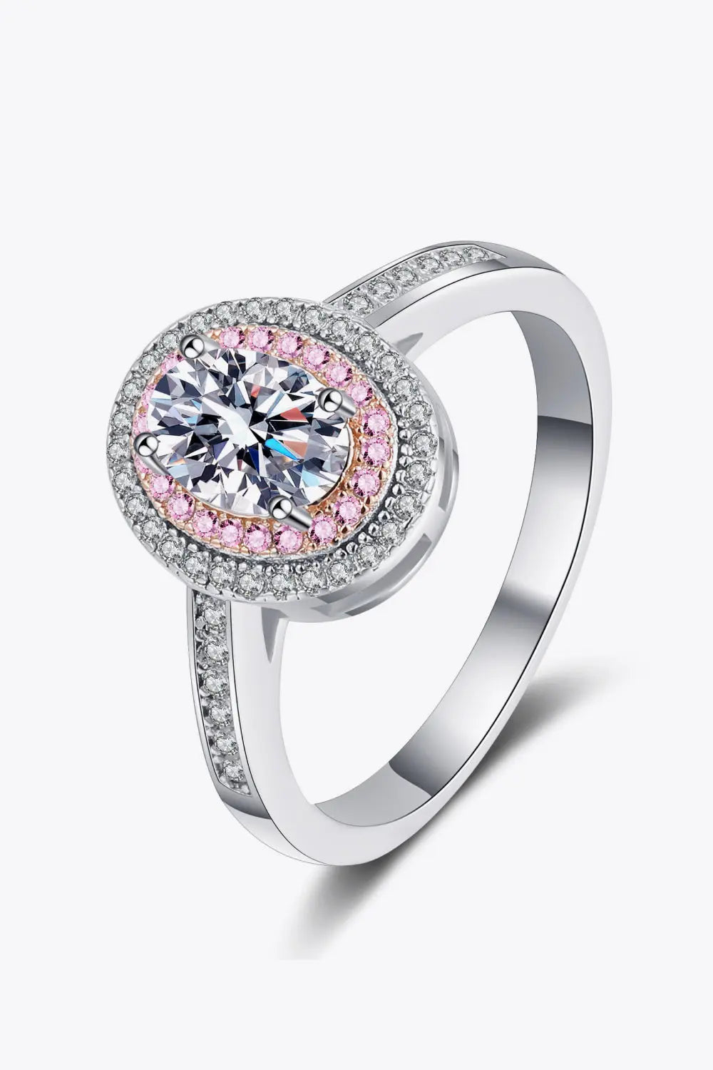 Lovcia 1 Carat Moissanite 925 Sterling Silver Halo Ring-Rings-Silver-4-Silver