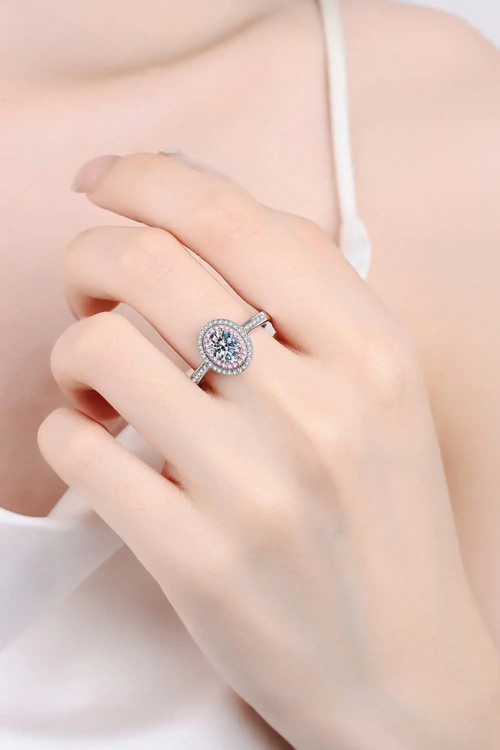 Lovcia 1 Carat Moissanite 925 Sterling Silver Halo Ring-Rings-Silver-4-Silver