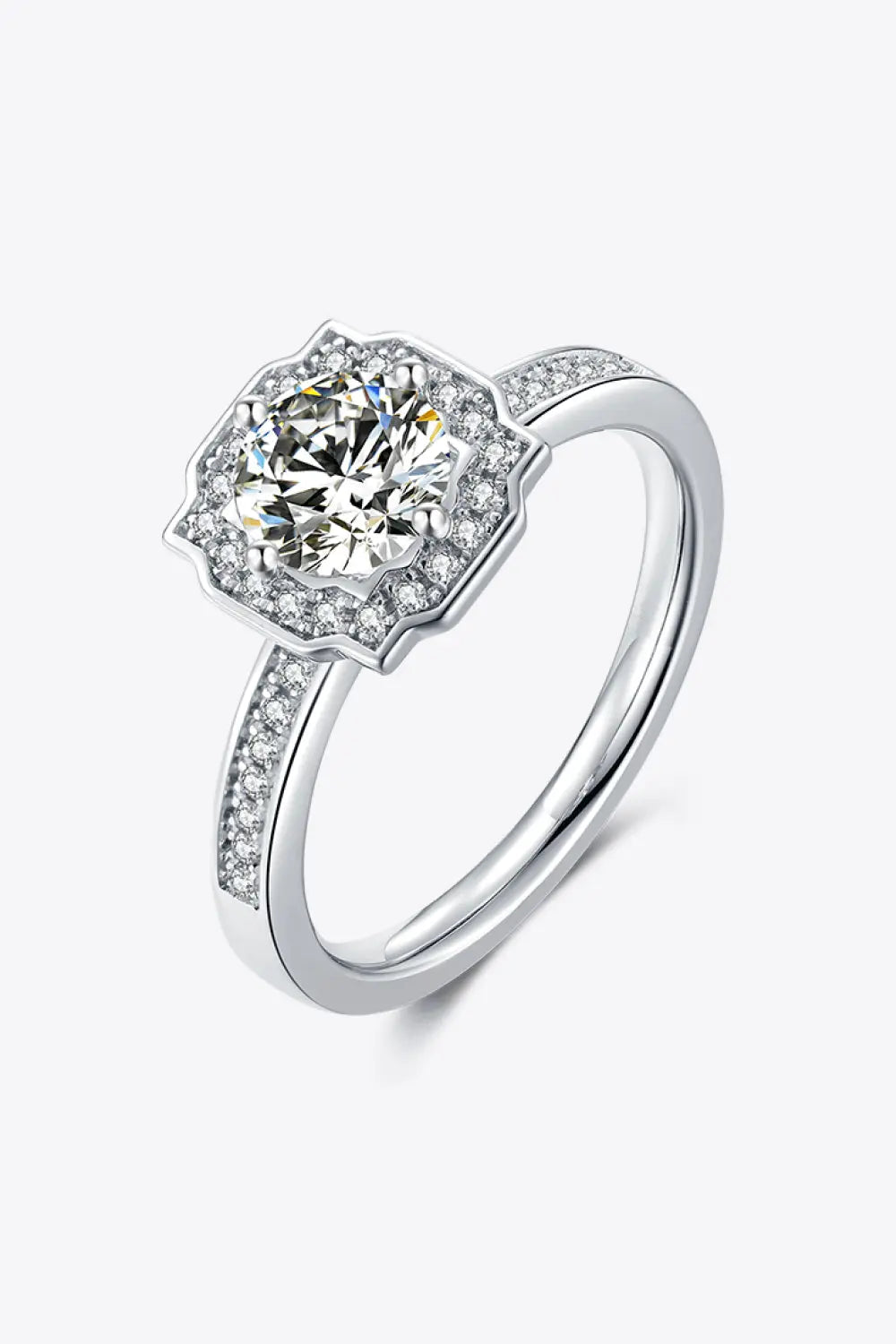 Lovcia 1 Carat Moissanite 925 Sterling Silver Halo Ring-Rings-Silver-4.5-Silver