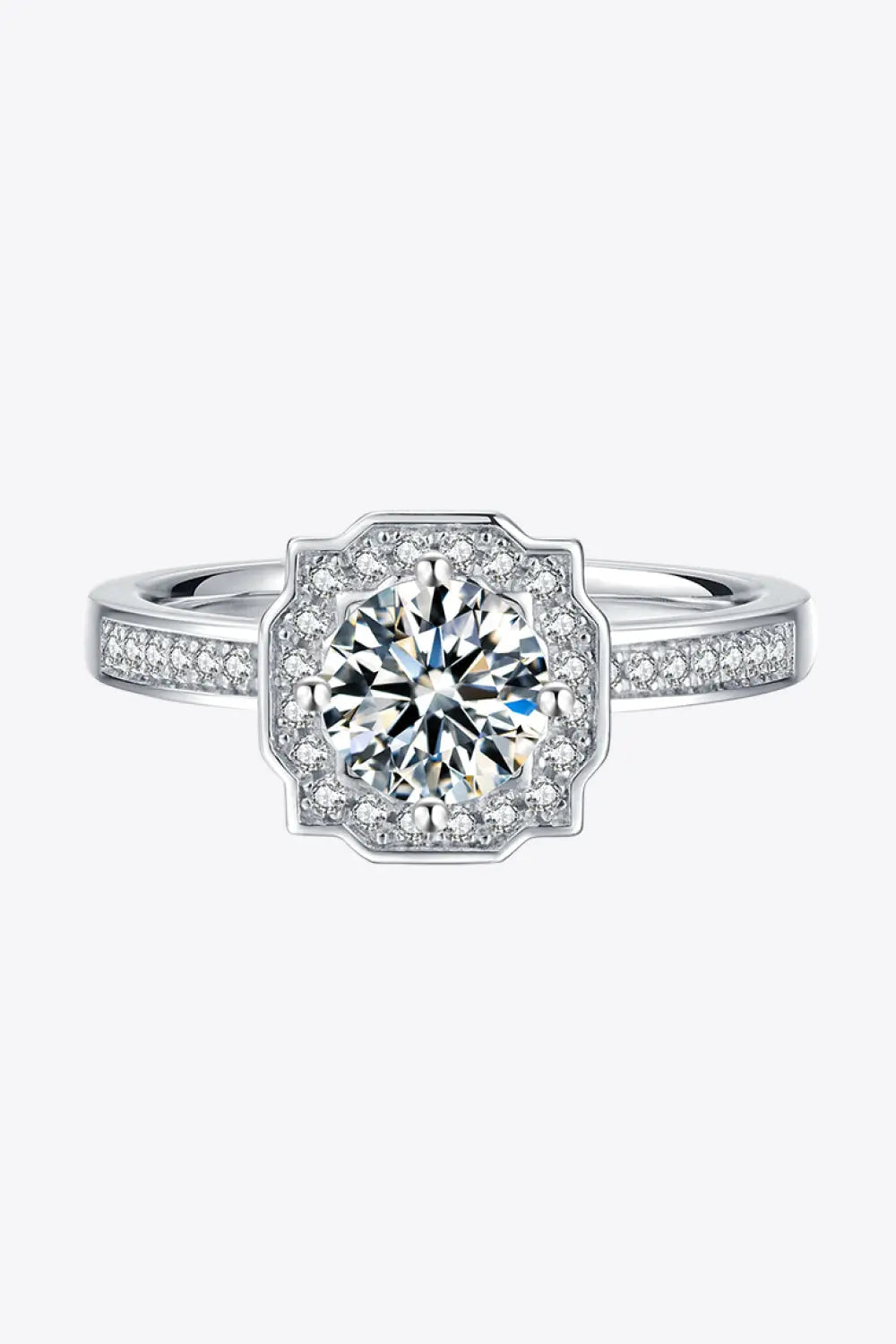 Lovcia 1 Carat Moissanite 925 Sterling Silver Halo Ring-Rings-Silver-4.5-Silver