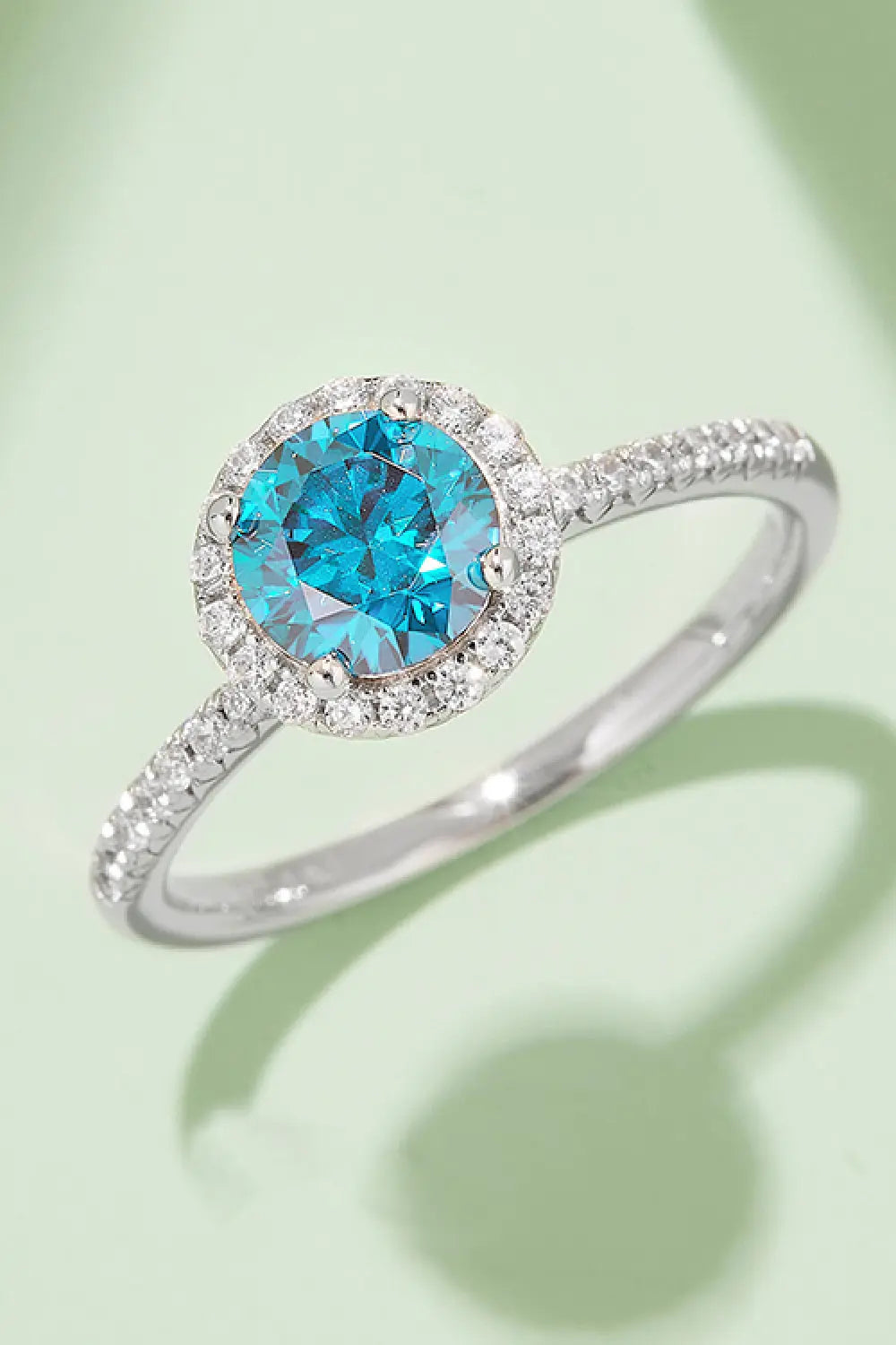 Lovcia 1 Carat Moissanite 925 Sterling Silver Halo Ring-Rings-Sky Blue-4.5-Sky Blue