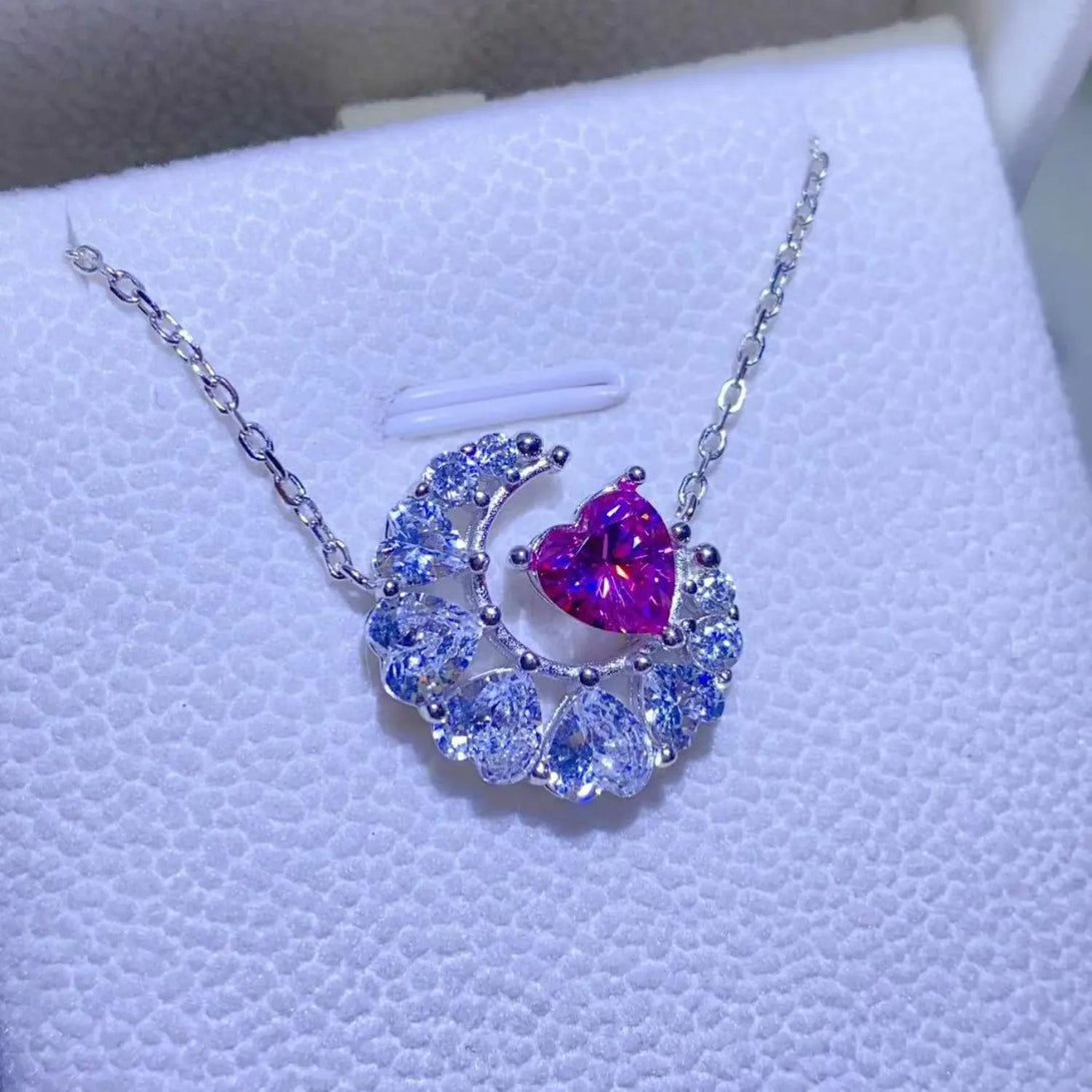 Lovcia 1 Carat Moissanite 925 Sterling Silver Heart Necklace-Necklaces-Silver-One Size-Silver