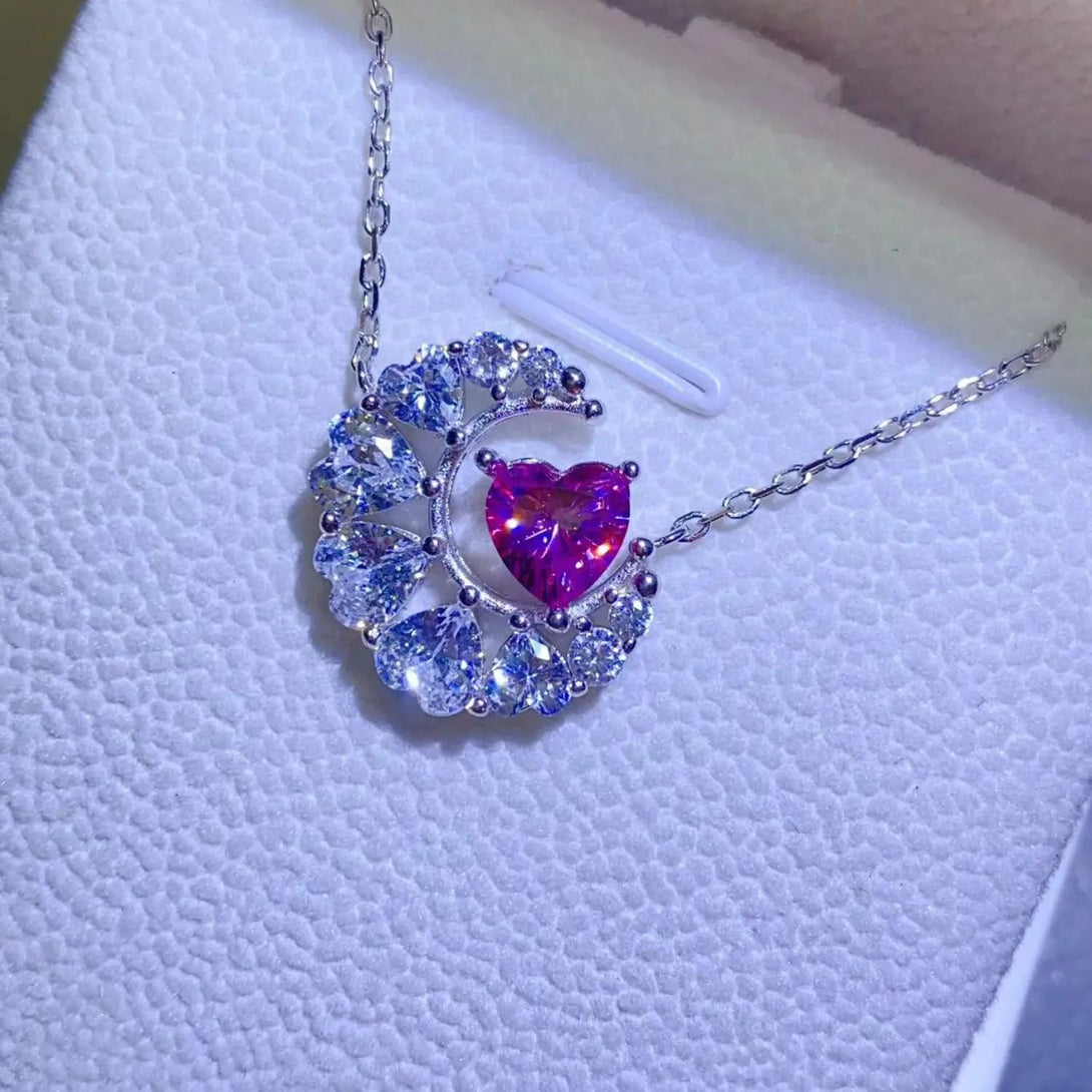 Lovcia 1 Carat Moissanite 925 Sterling Silver Heart Necklace-Necklaces-Silver-One Size-Silver