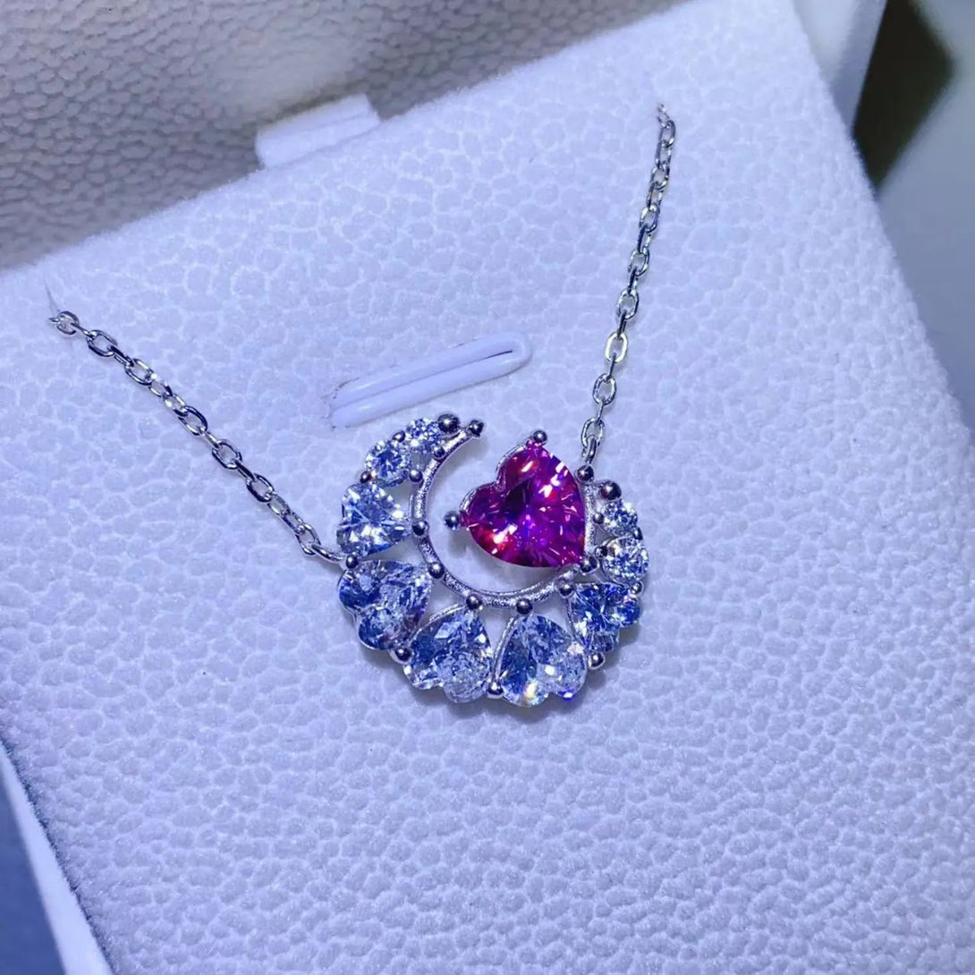 Lovcia 1 Carat Moissanite 925 Sterling Silver Heart Necklace-Necklaces-Silver-One Size-Silver