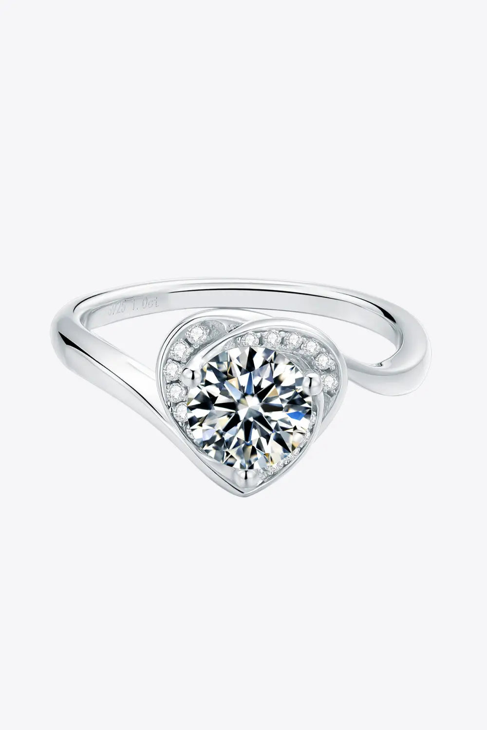 Lovcia 1 Carat Moissanite 925 Sterling Silver Heart Ring-Rings-Silver-4.5-Silver