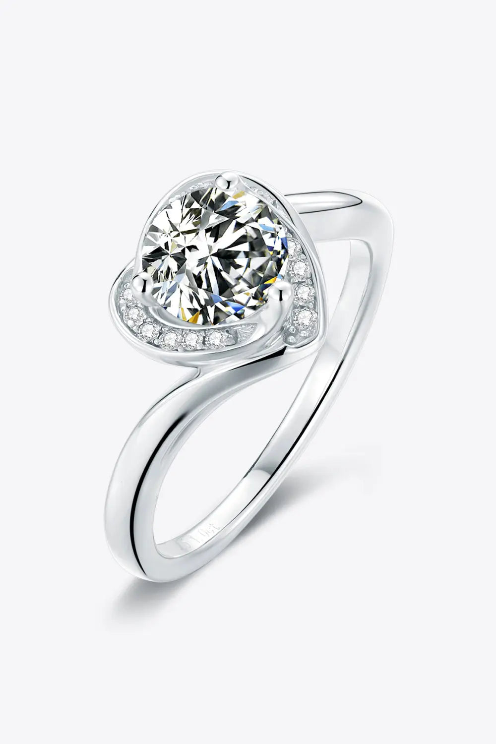 Lovcia 1 Carat Moissanite 925 Sterling Silver Heart Ring-Rings-Silver-4.5-Silver