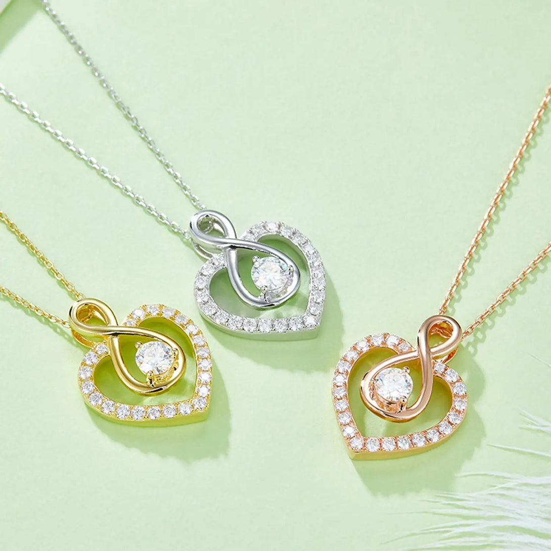 Lovcia 1 Carat Moissanite 925 Sterling Silver Heart Shape Necklace-Necklaces-Gold-One Size-Gold