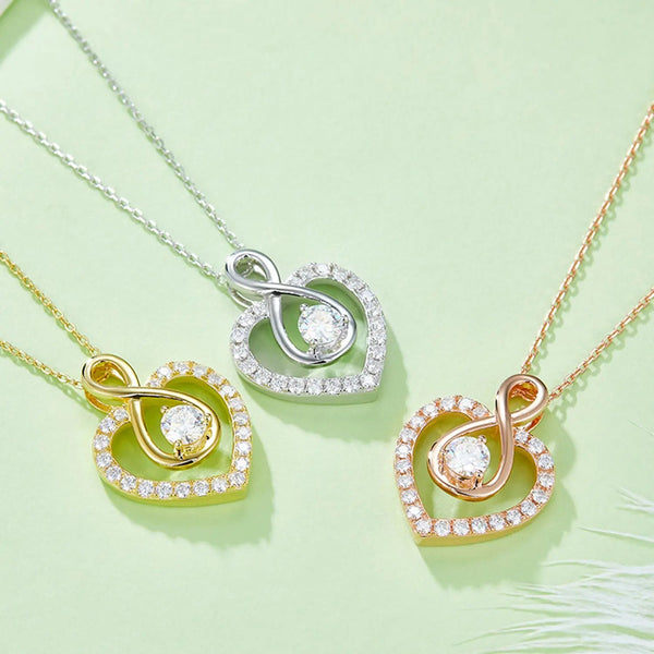 Lovcia 1 Carat Moissanite 925 Sterling Silver Heart Shape Necklace-Necklaces-Gold-One Size-Gold