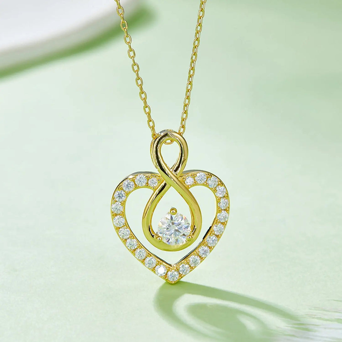 Lovcia 1 Carat Moissanite 925 Sterling Silver Heart Shape Necklace-Necklaces-Gold-One Size-Gold