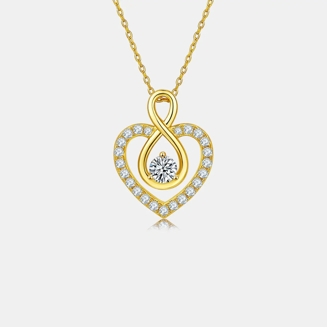 Lovcia 1 Carat Moissanite 925 Sterling Silver Heart Shape Necklace-Necklaces-Gold-One Size-Gold