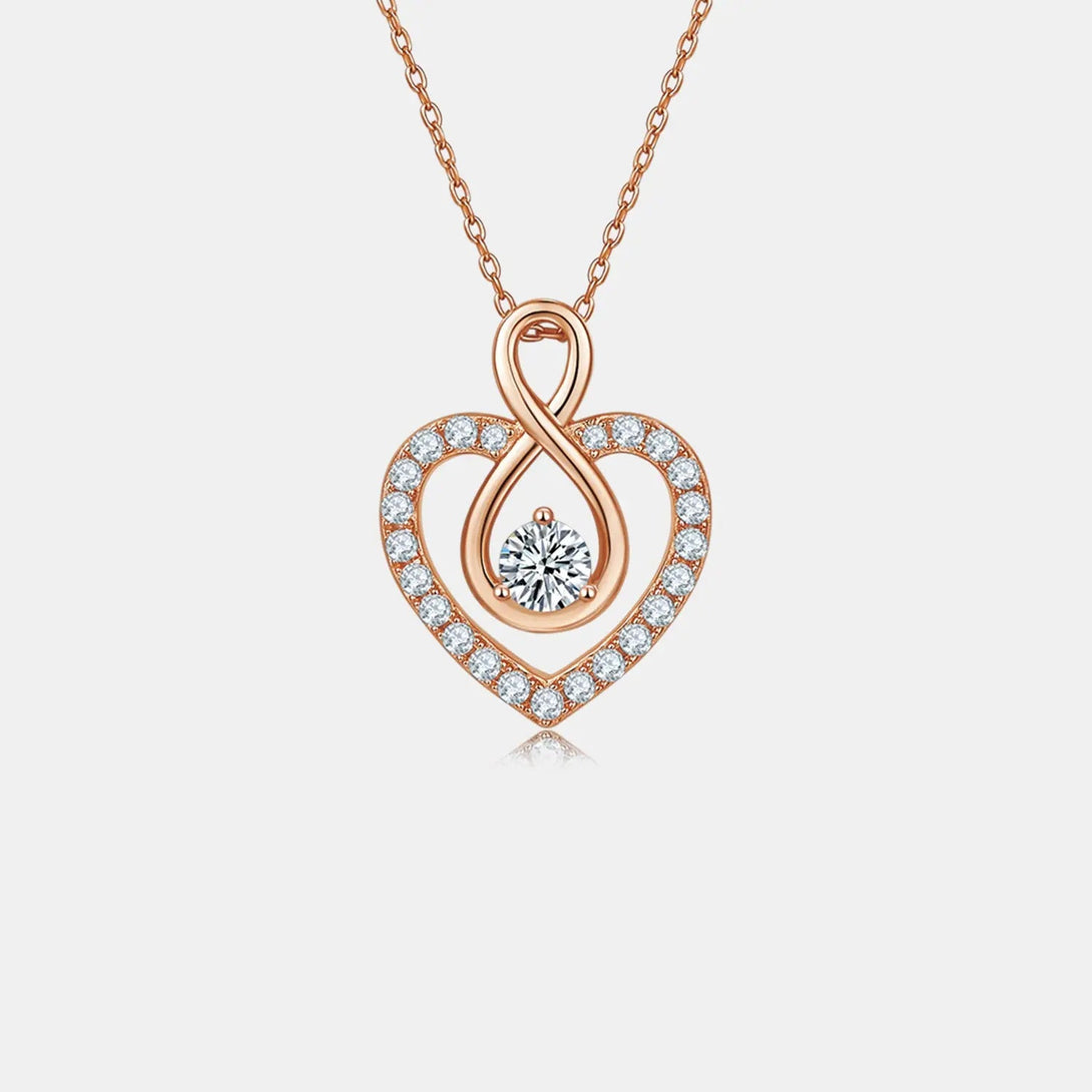 Lovcia 1 Carat Moissanite 925 Sterling Silver Heart Shape Necklace-Necklaces-Gold-One Size-Gold