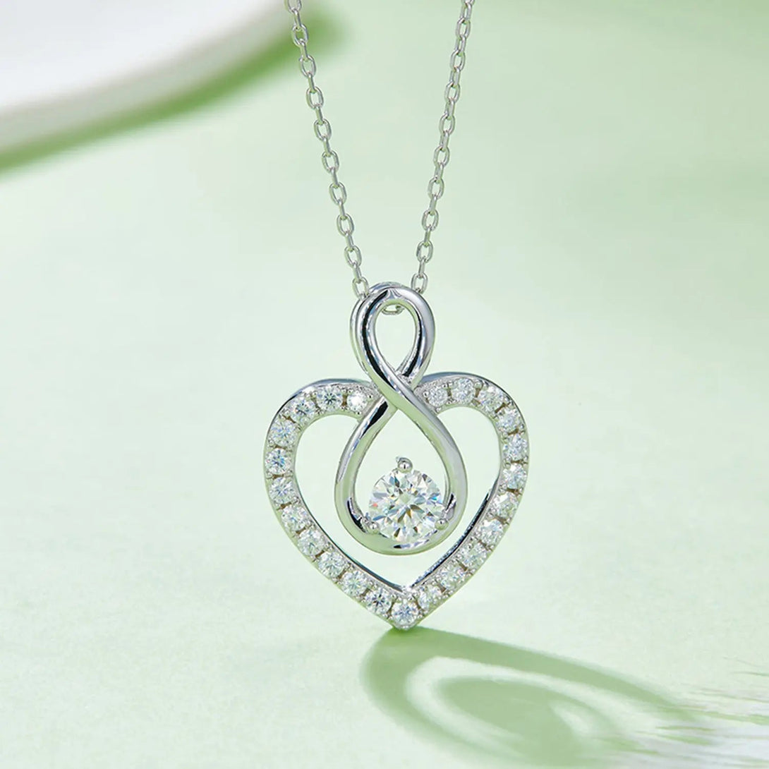 Lovcia 1 Carat Moissanite 925 Sterling Silver Heart Shape Necklace-Necklaces-Silver-One Size-Silver