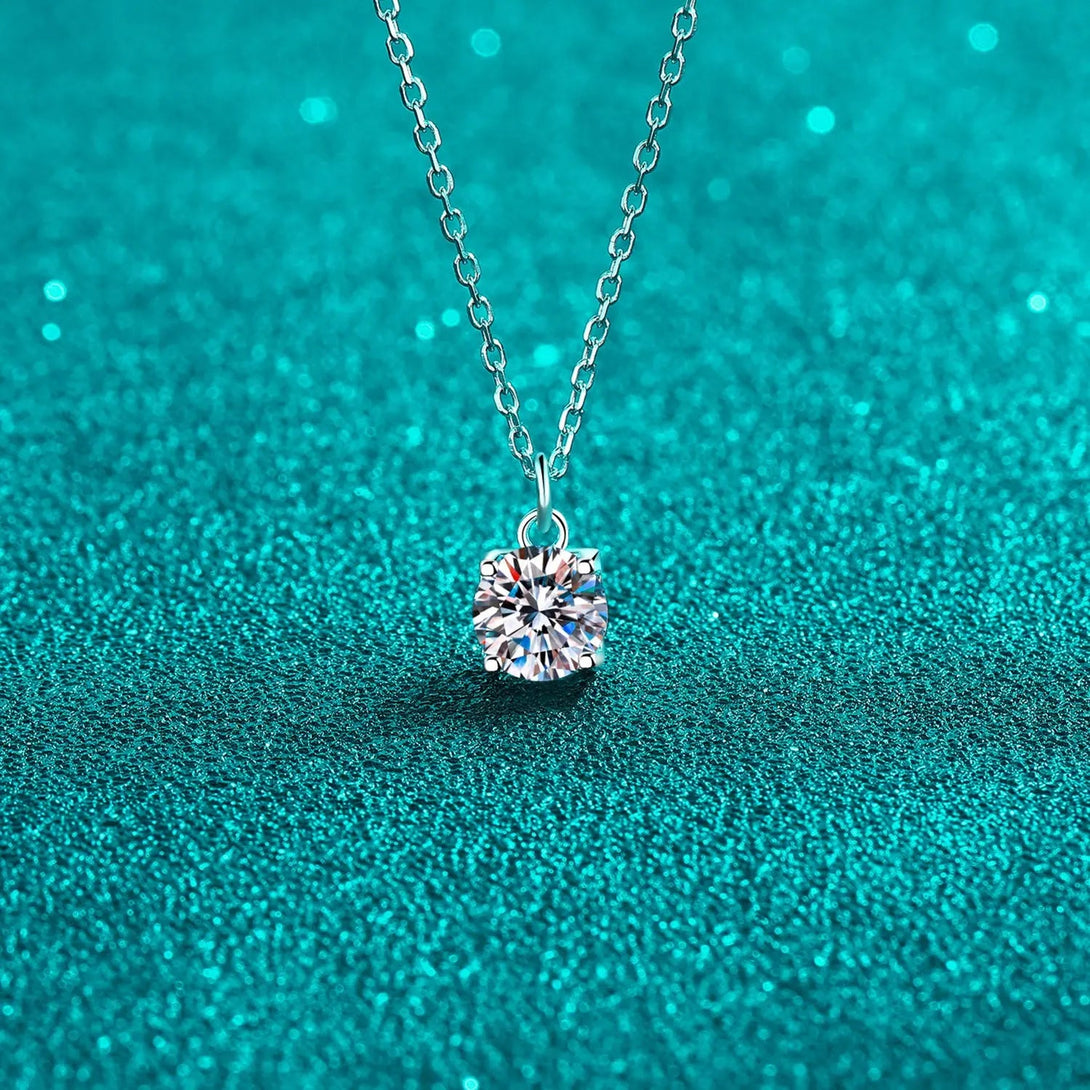 Lovcia 1 Carat Moissanite 925 Sterling Silver Necklace-Necklaces-Silver-One Size-Silver