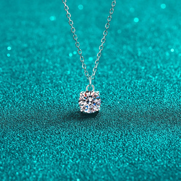 Lovcia 1 Carat Moissanite 925 Sterling Silver Necklace-Necklaces-Silver-One Size-Silver