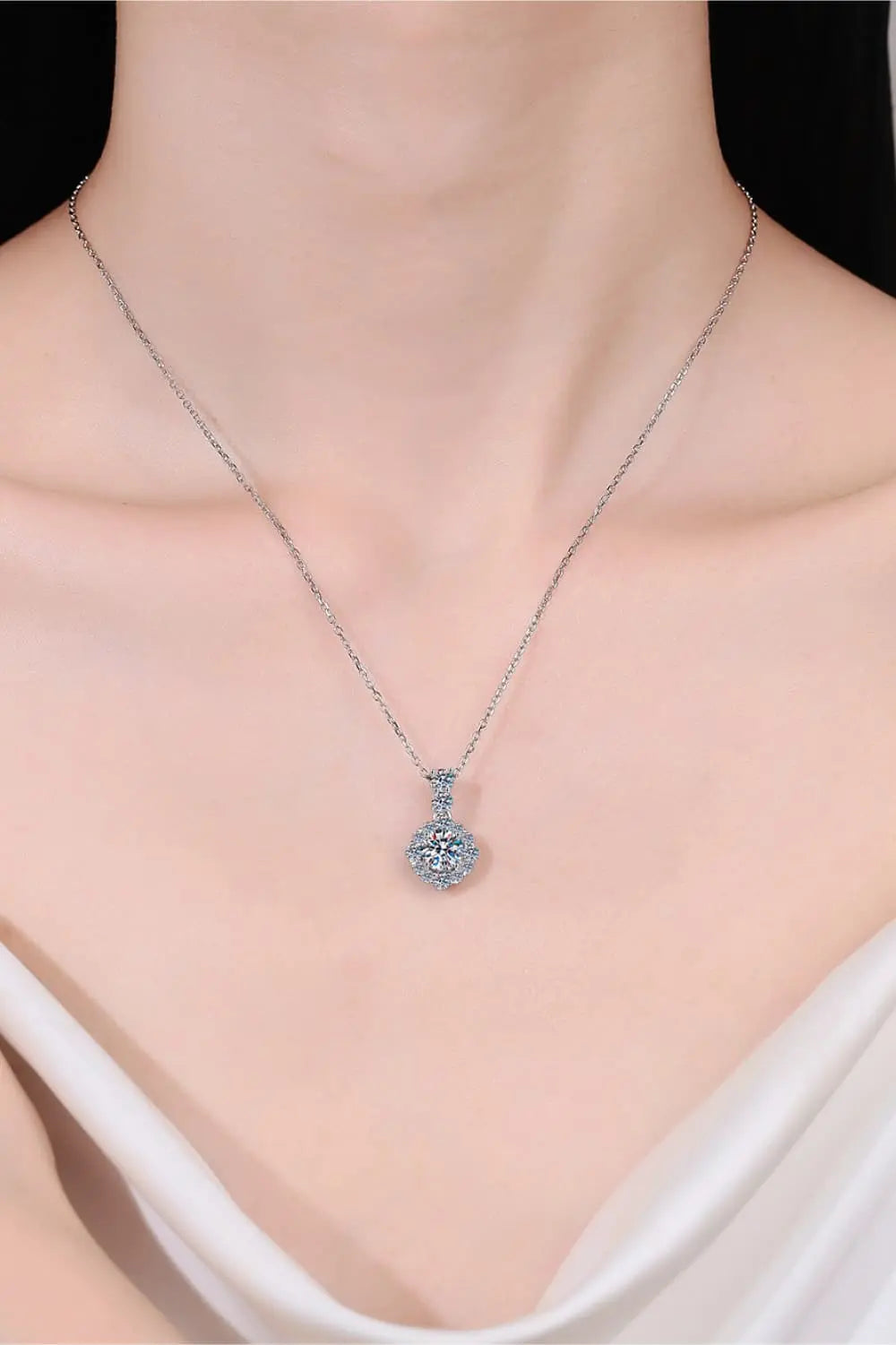 Lovcia 1 Carat Moissanite 925 Sterling Silver Necklace-Necklaces-Silver-One Size-Silver