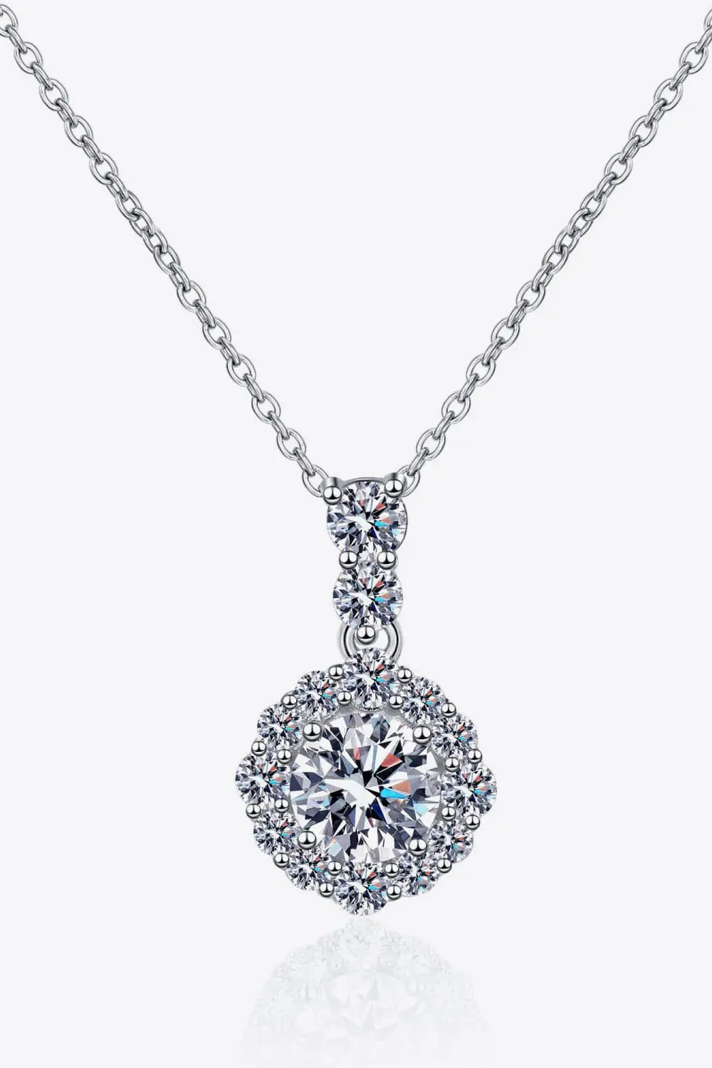 Lovcia 1 Carat Moissanite 925 Sterling Silver Necklace-Necklaces-Silver-One Size-Silver