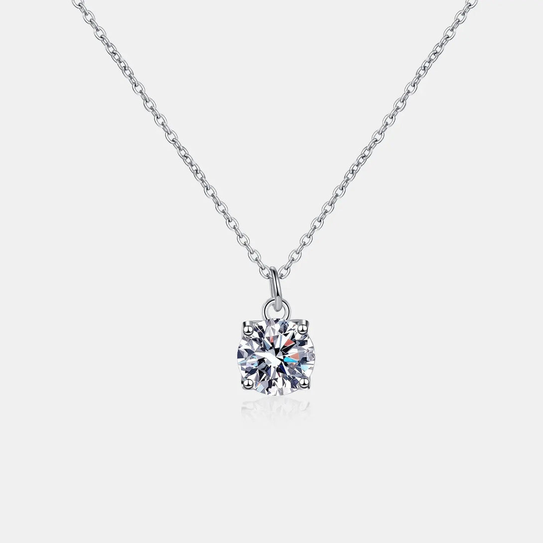 Lovcia 1 Carat Moissanite 925 Sterling Silver Necklace-Necklaces-Silver-One Size-Silver
