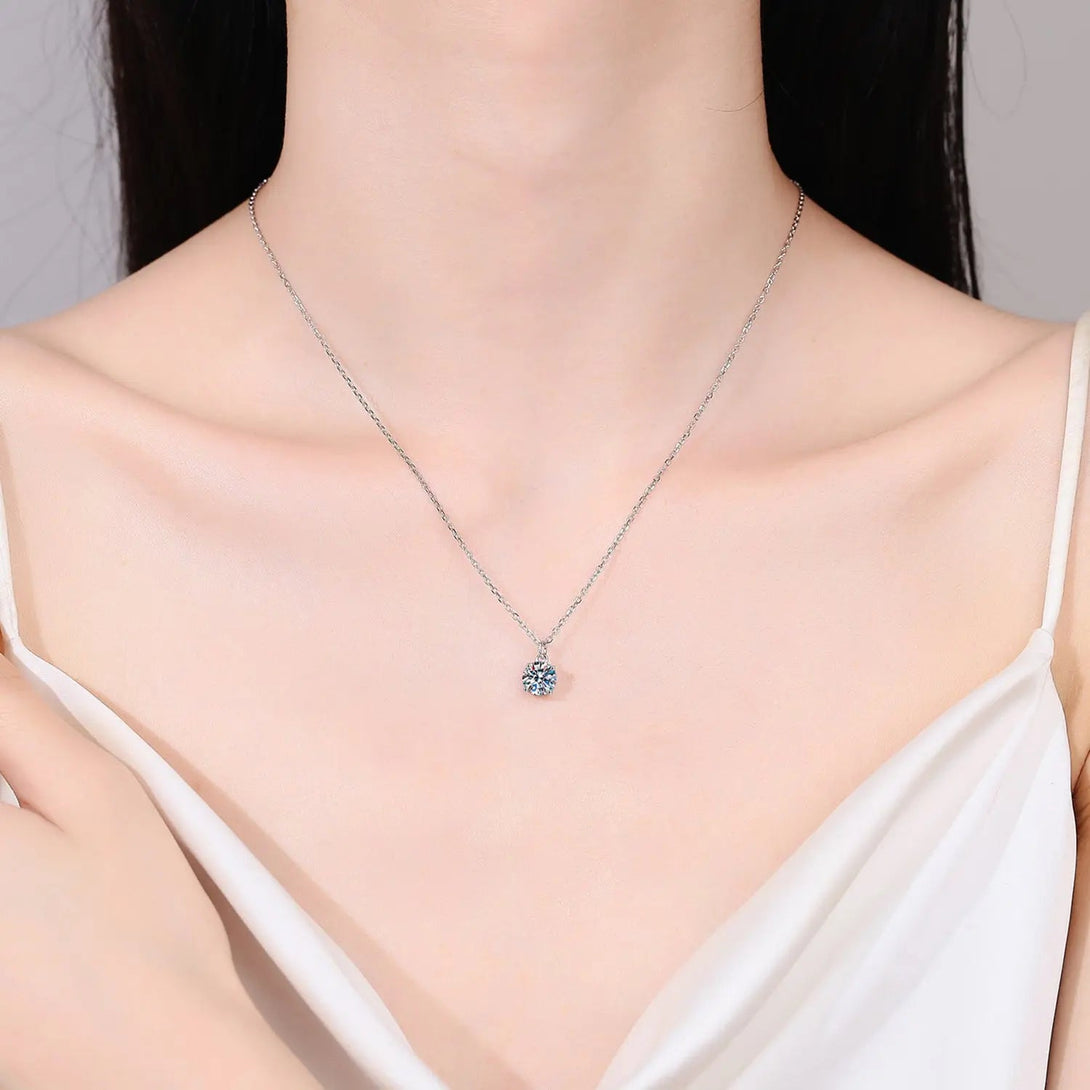 Lovcia 1 Carat Moissanite 925 Sterling Silver Necklace-Necklaces-Silver-One Size-Silver