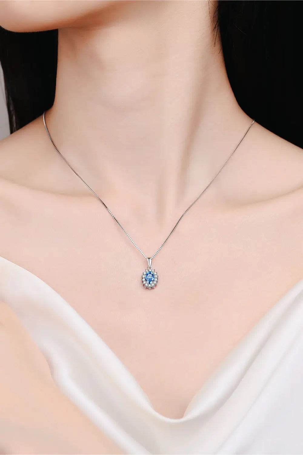 Lovcia 1 Carat Moissanite 925 Sterling Silver Necklace-Necklaces-Sky Blue-One Size-Sky Blue