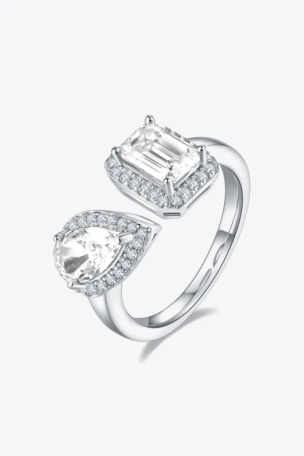 Lovcia 1 Carat Moissanite 925 Sterling Silver Open Ring-Rings-White-5-White