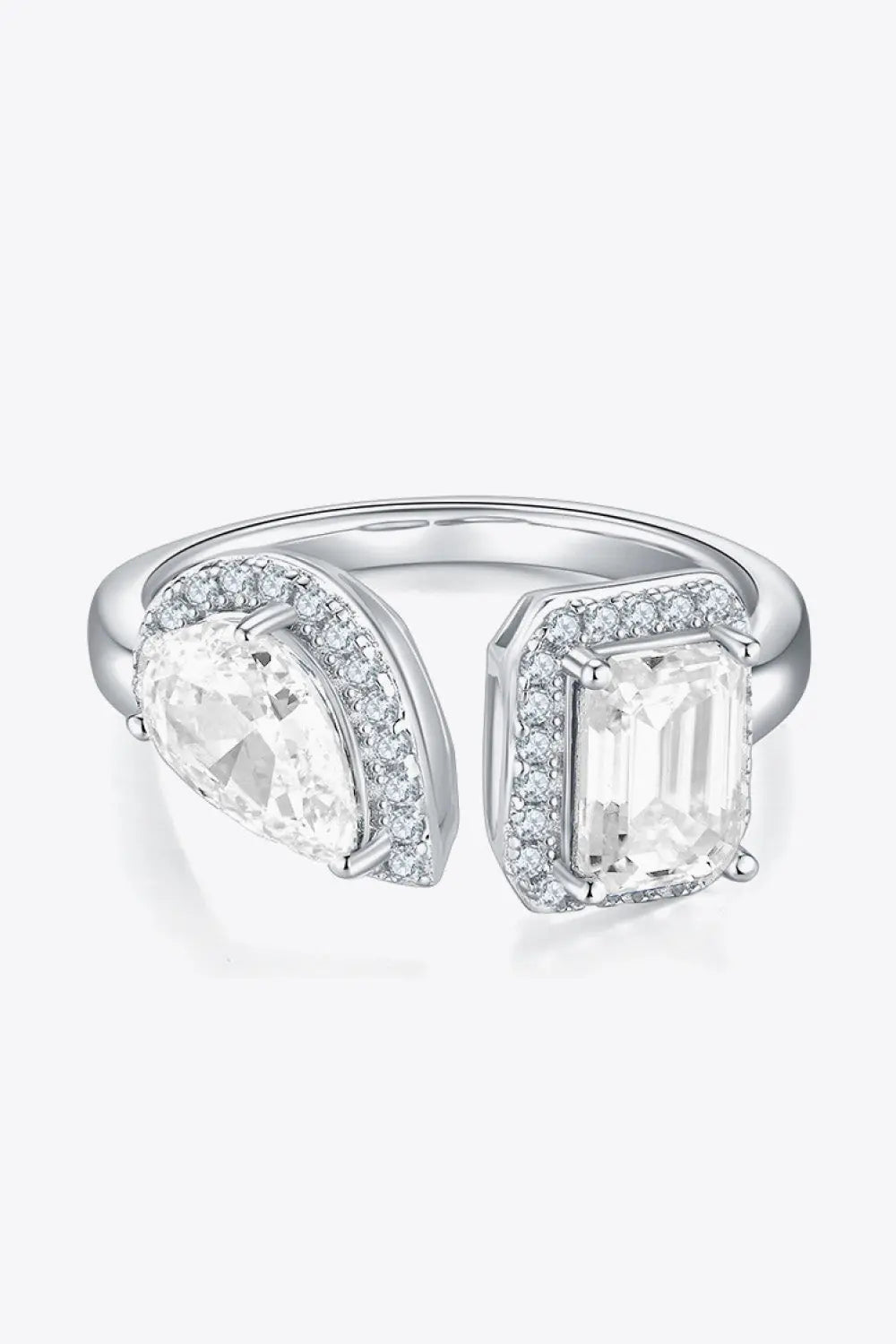 Lovcia 1 Carat Moissanite 925 Sterling Silver Open Ring-Rings-White-5-White