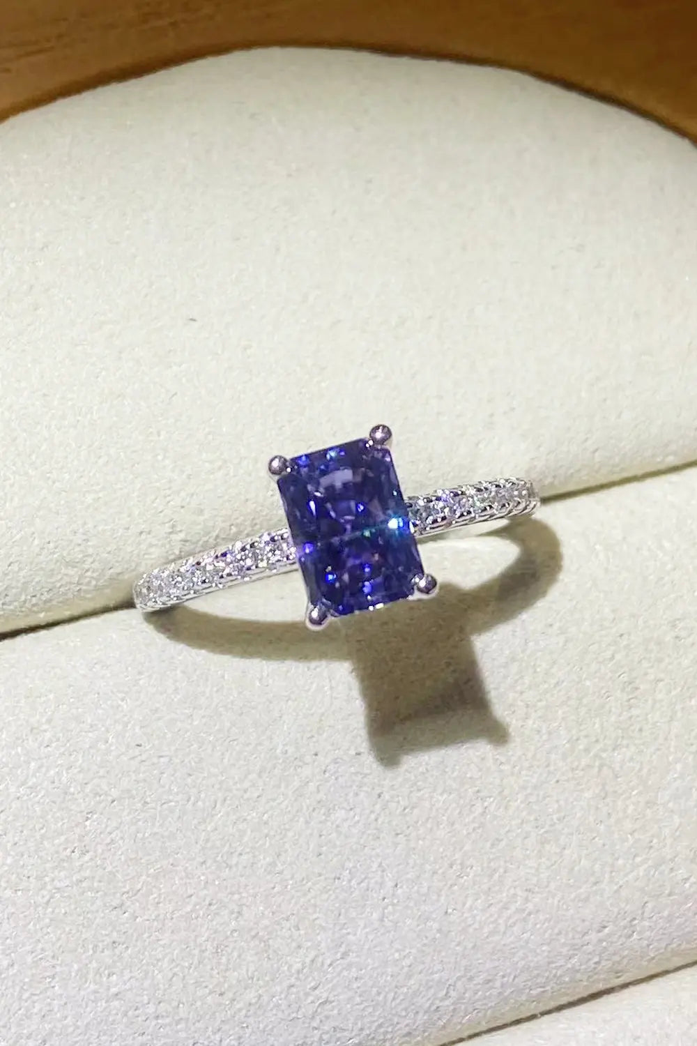 Lovcia 1 Carat Moissanite 925 Sterling Silver Rectangle Ring in Blue-Rings-Blue-5-Blue