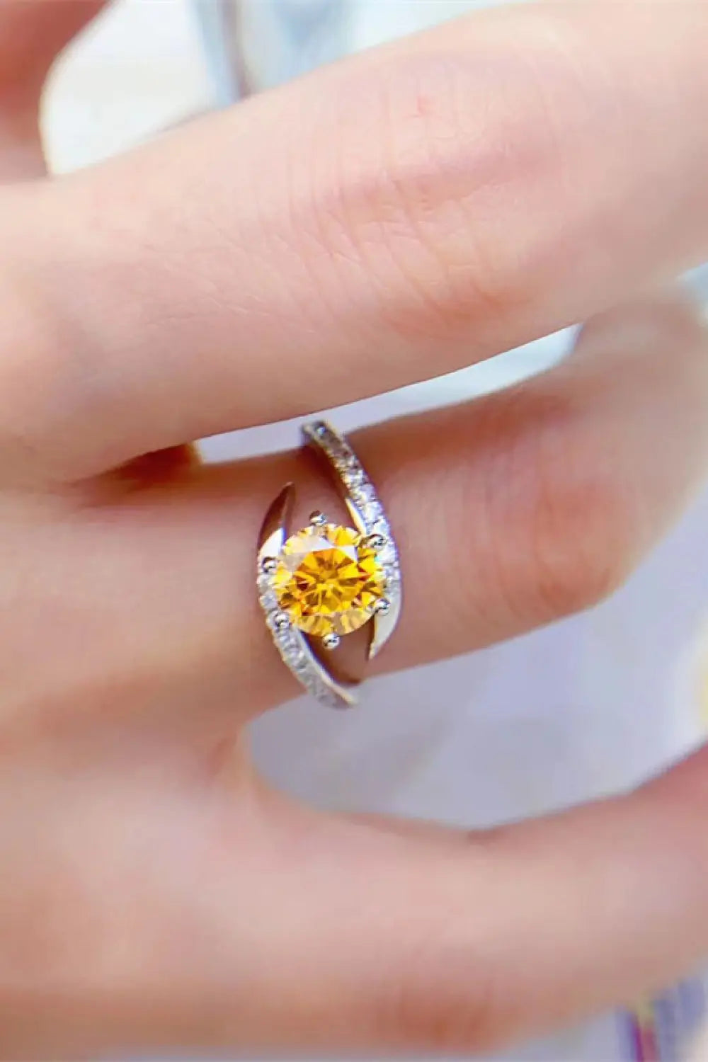 Lovcia 1 Carat Moissanite 925 Sterling Silver Ring-Rings-Banana Yellow-4.5-Banana Yellow