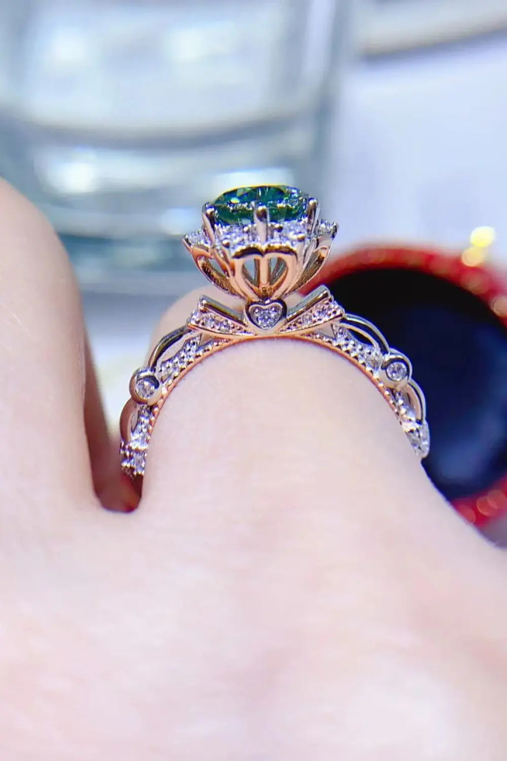 Lovcia 1 Carat Moissanite 925 Sterling Silver Ring-Rings-Light Green-4.5-Light Green