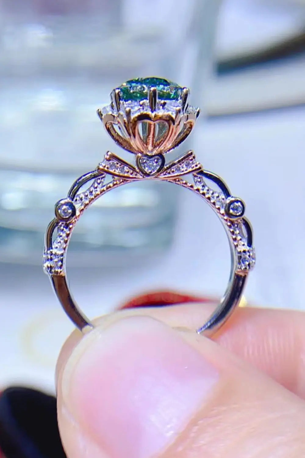 Lovcia 1 Carat Moissanite 925 Sterling Silver Ring-Rings-Light Green-4.5-Light Green