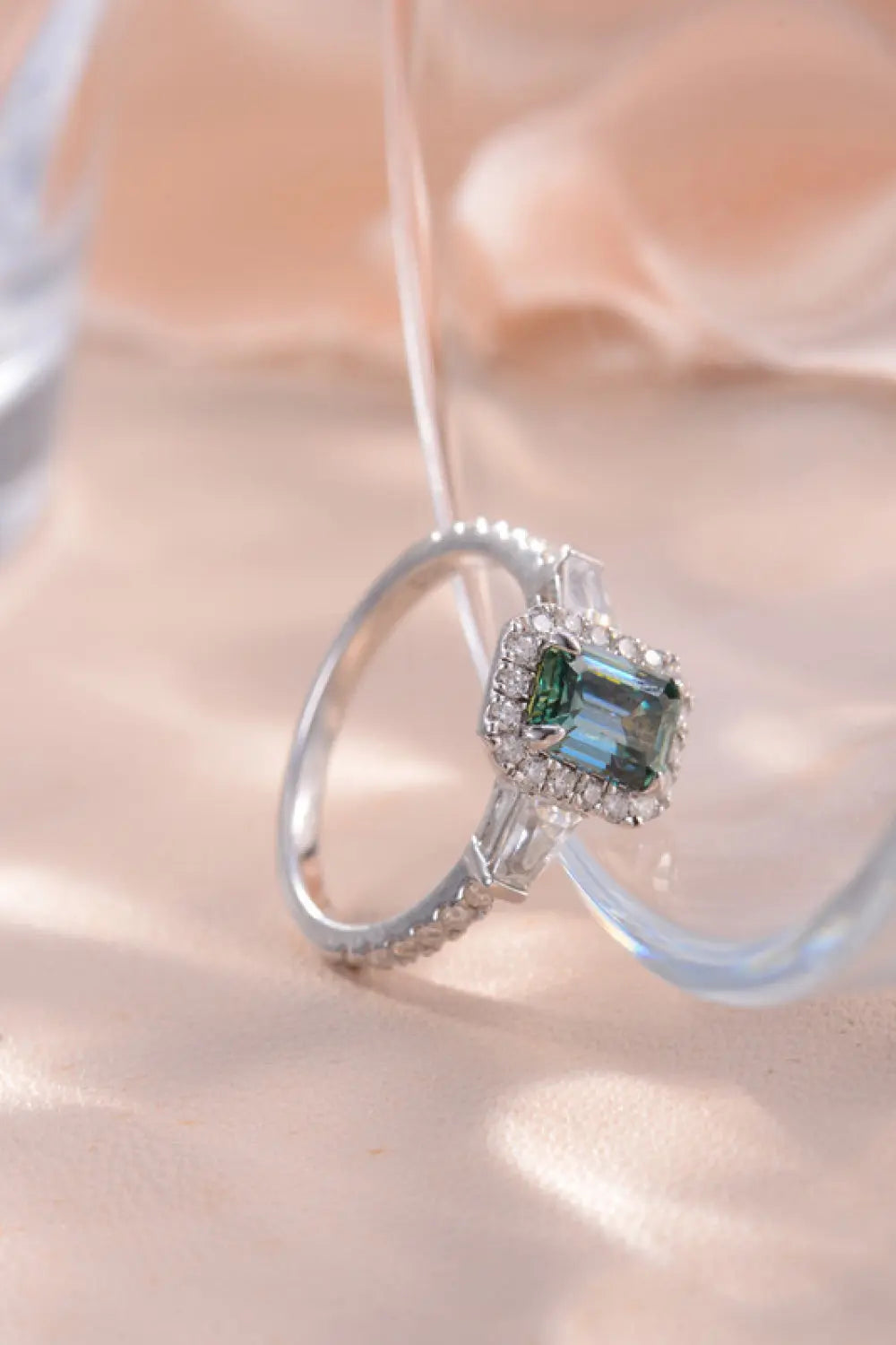 Lovcia 1 Carat Moissanite 925 Sterling Silver Ring-Rings-Mid Green-4-Mid Green