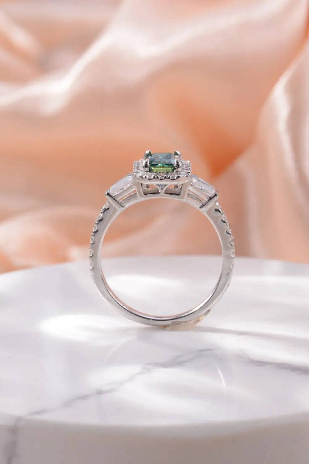 Lovcia 1 Carat Moissanite 925 Sterling Silver Ring-Rings-Mid Green-4-Mid Green
