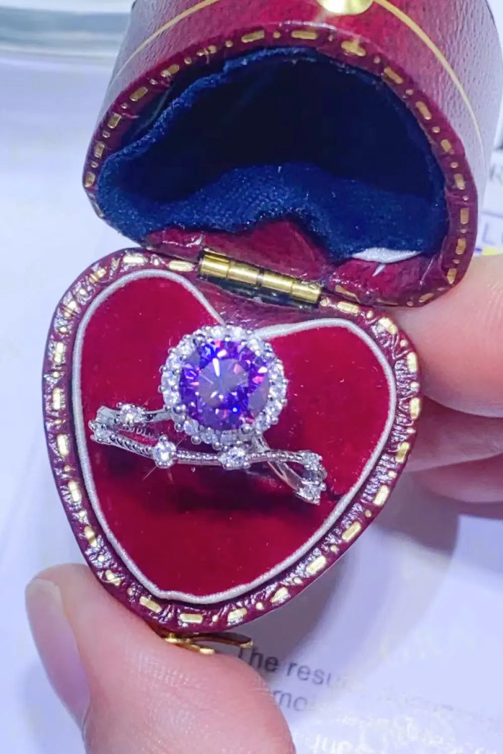 Lovcia 1 Carat Moissanite 925 Sterling Silver Ring-Rings-Purple-4.5-Purple