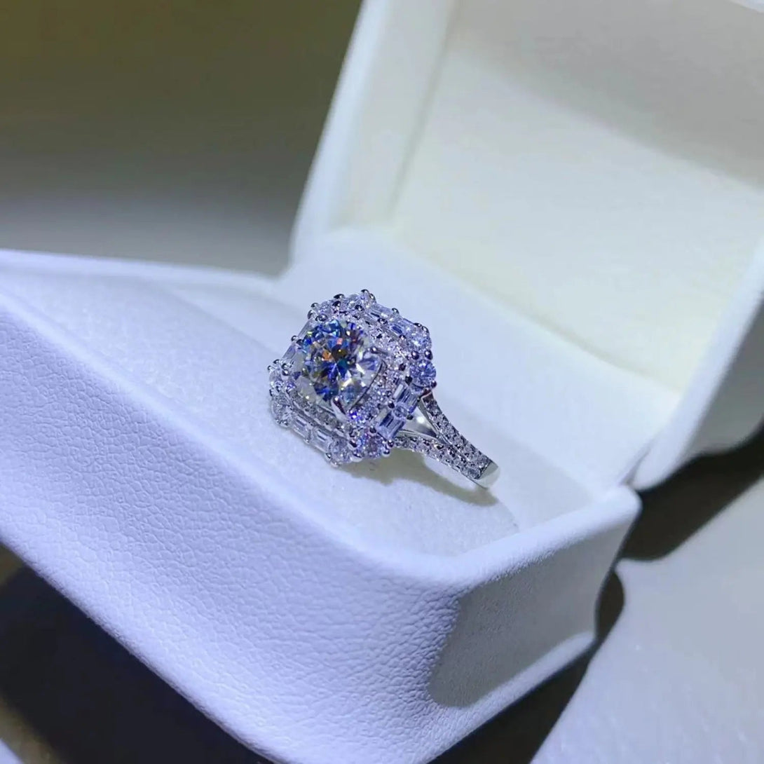 Lovcia 1 Carat Moissanite 925 Sterling Silver Ring-Rings-Silver-4.5-Silver