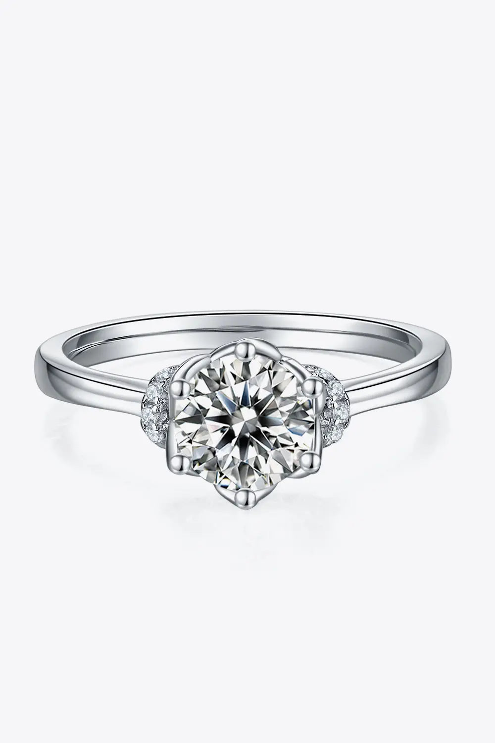 Lovcia 1 Carat Moissanite 925 Sterling Silver Ring-Rings-Silver-4.5-Silver
