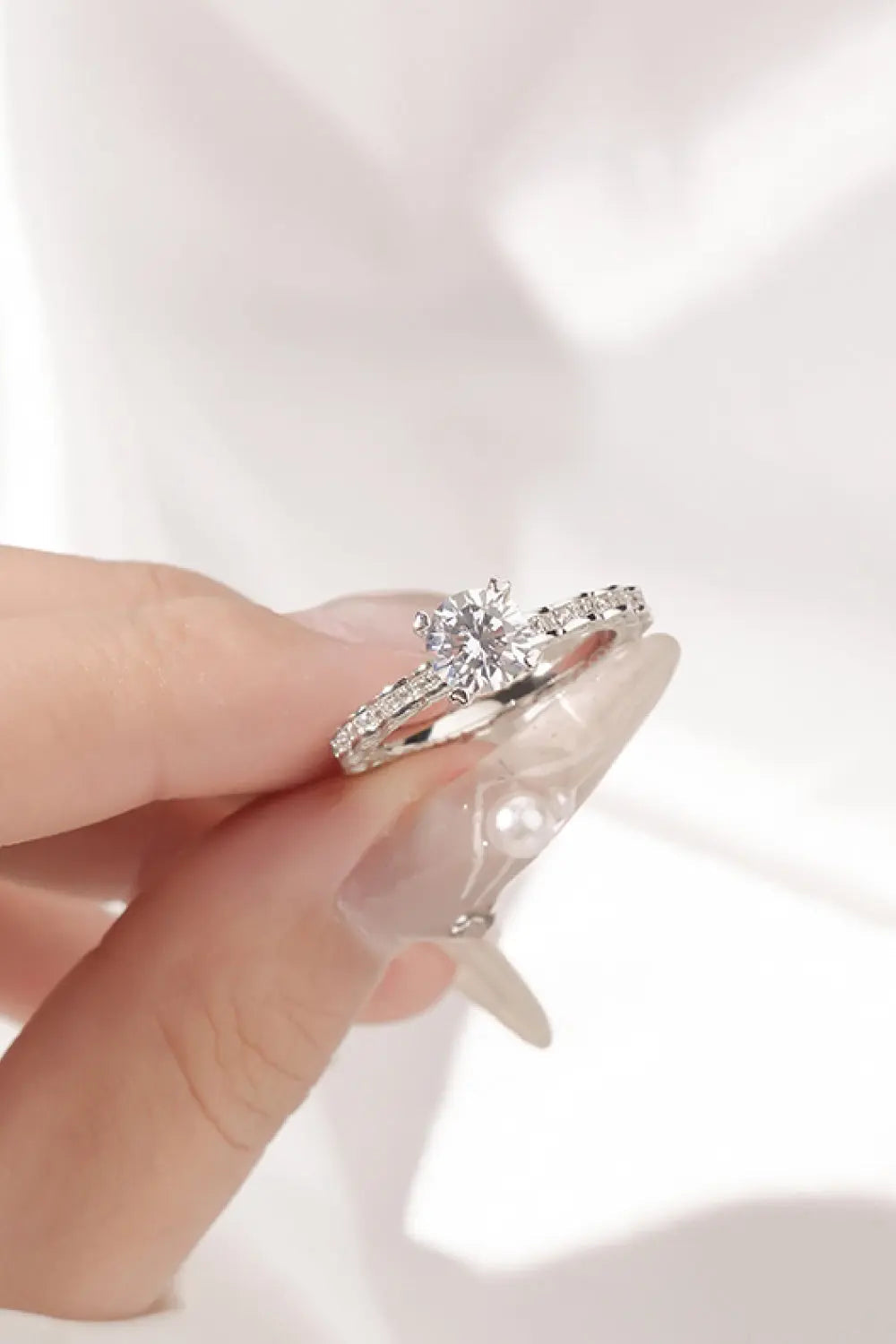 Lovcia 1 Carat Moissanite 925 Sterling Silver Ring-Rings-Silver-6-Silver