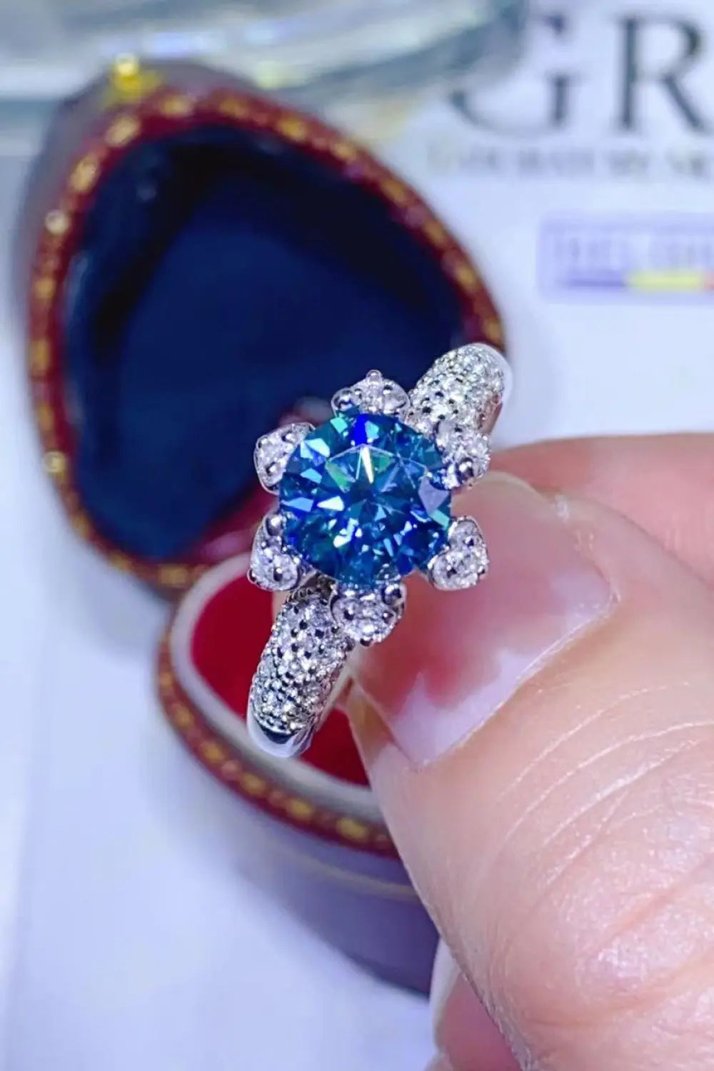 Lovcia 1 Carat Moissanite 925 Sterling Silver Ring-Rings-Sky Blue-4.5-Sky Blue