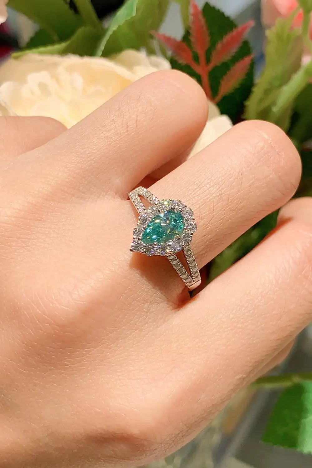 Lovcia 1 Carat Moissanite 925 Sterling Silver Ring-Rings-Teal-4.5-Teal