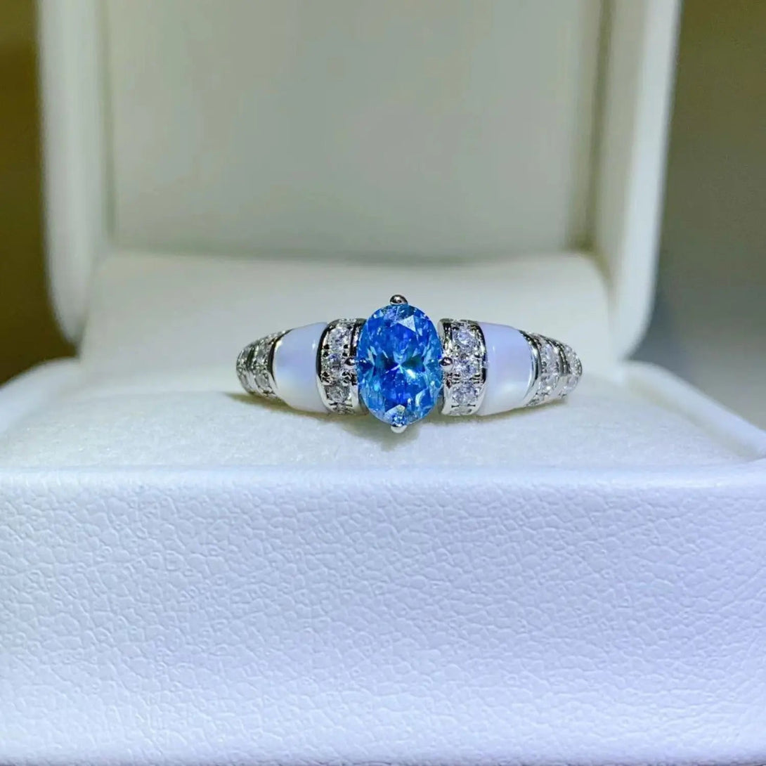Lovcia 1 Carat Moissanite 925 Sterling Silver Ring-Rings-Ultra marine-4.5-Ultra marine
