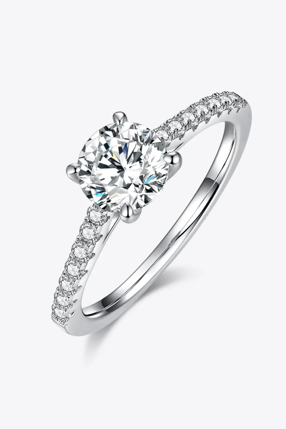 Lovcia 1 Carat Moissanite 925 Sterling Silver Side Stone Ring-Rings-Silver-4.5-Silver