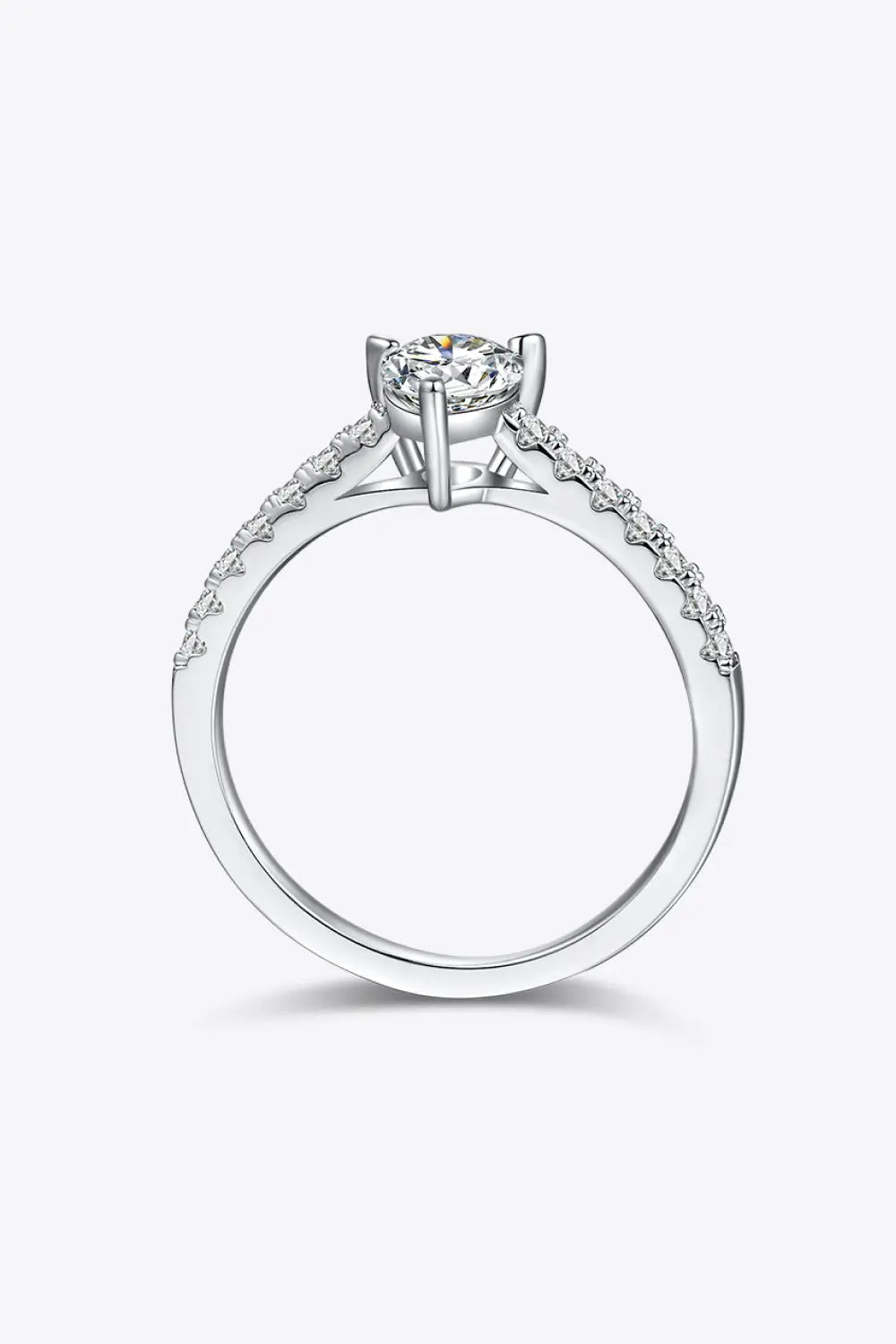 Lovcia 1 Carat Moissanite 925 Sterling Silver Side Stone Ring-Rings-Silver-4.5-Silver