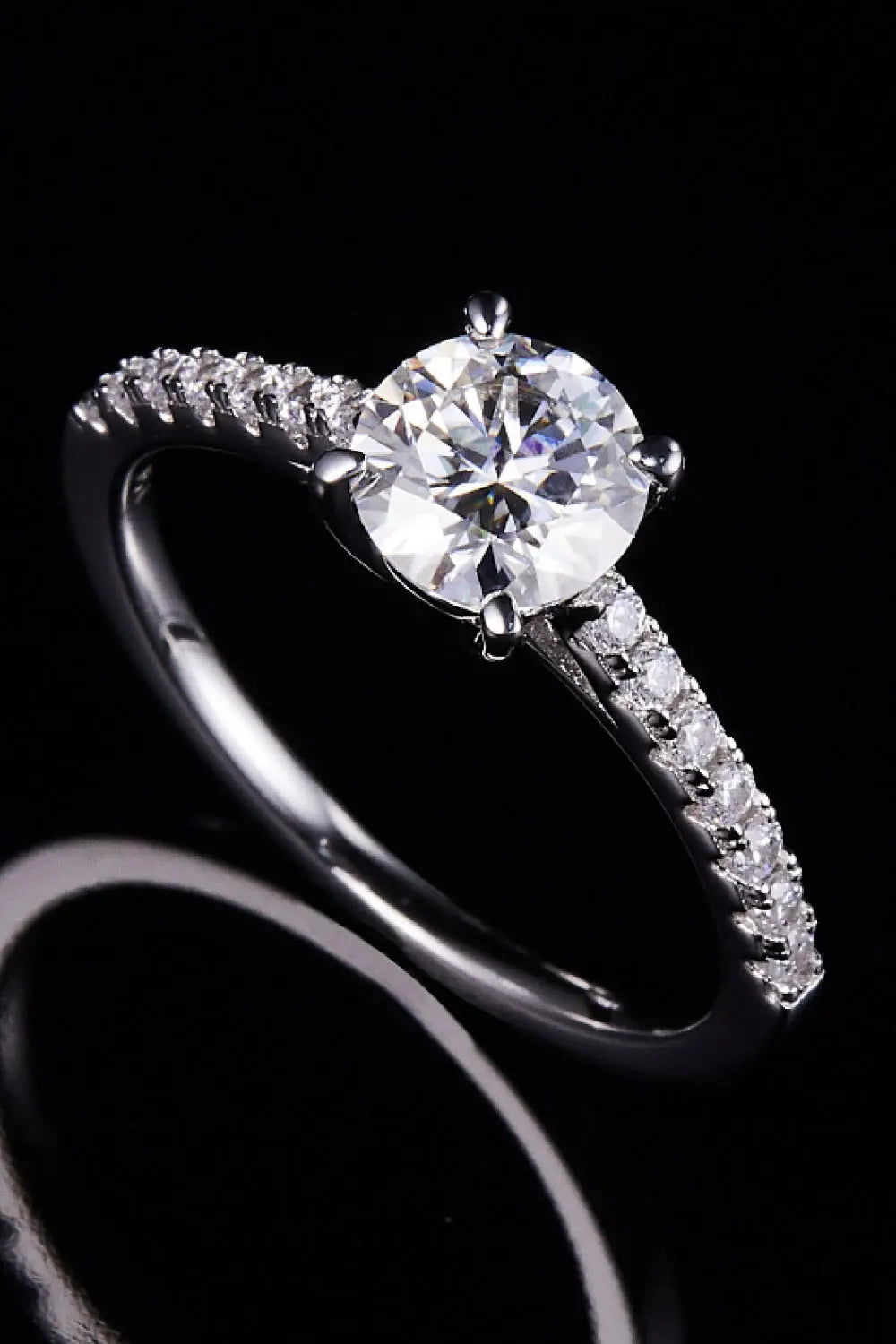Lovcia 1 Carat Moissanite 925 Sterling Silver Side Stone Ring-Rings-Silver-4.5-Silver