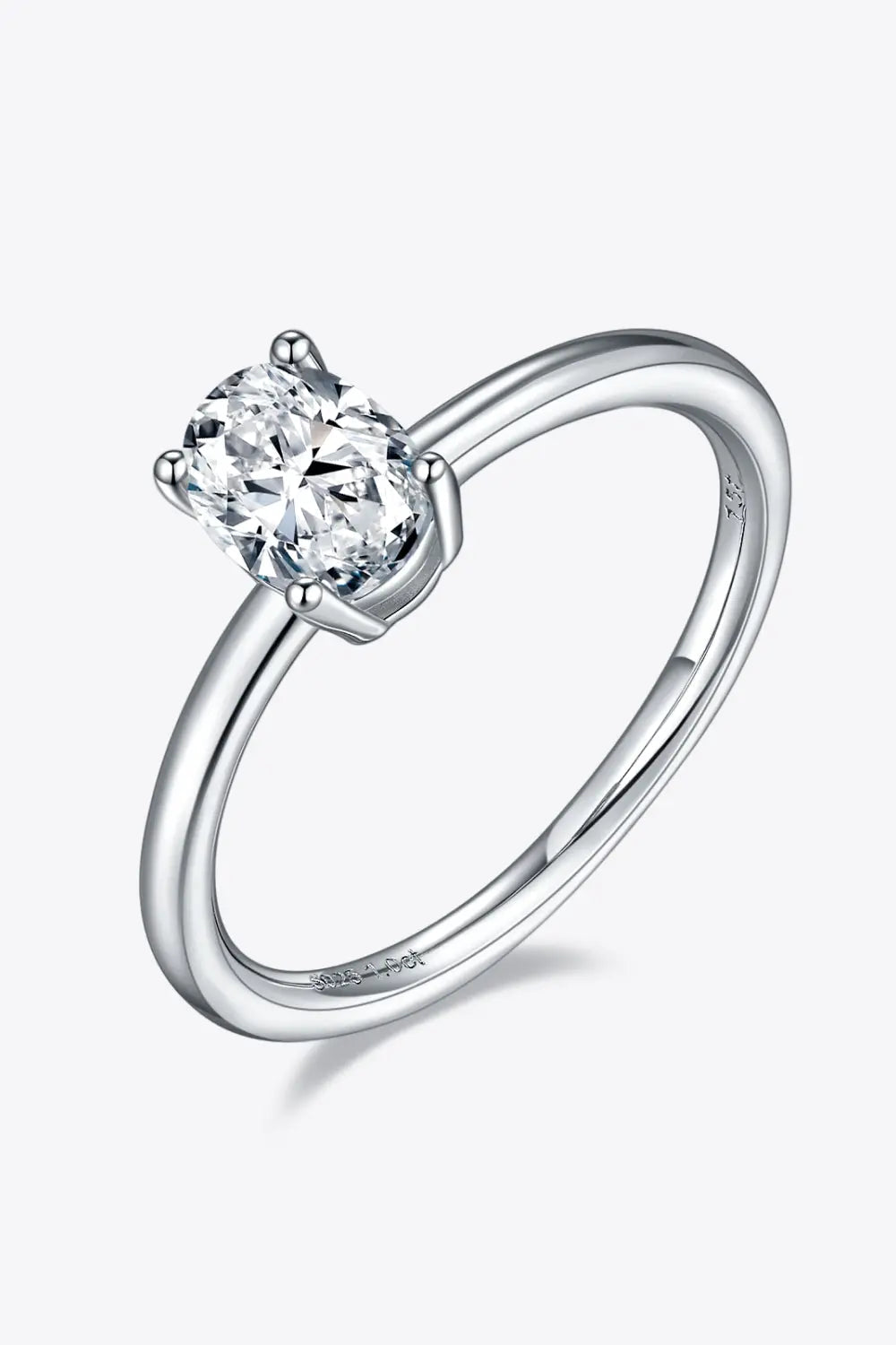 Lovcia 1 Carat Moissanite 925 Sterling Silver Solitaire Ring-Rings-Egg Shape-4.5-Egg Shape