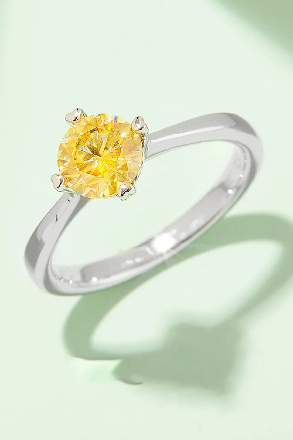 Lovcia 1 Carat Moissanite 925 Sterling Silver Solitaire Ring-Rings-Mustard-4.5-Mustard