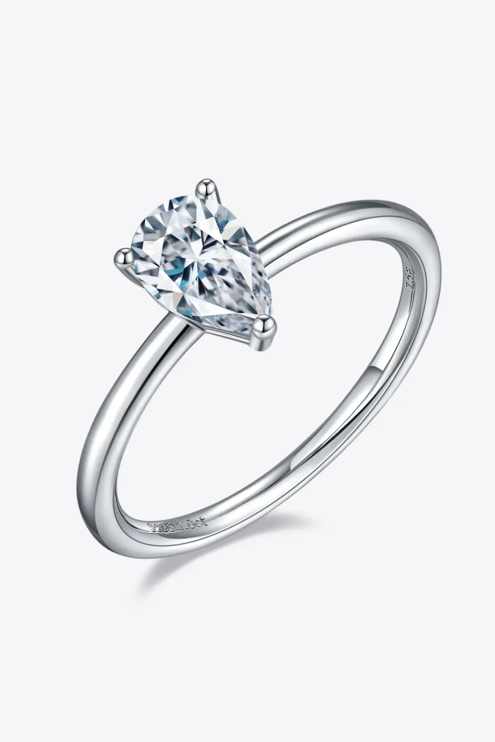 Lovcia 1 Carat Moissanite 925 Sterling Silver Solitaire Ring-Rings-Pear Shape-4.5-Pear Shape