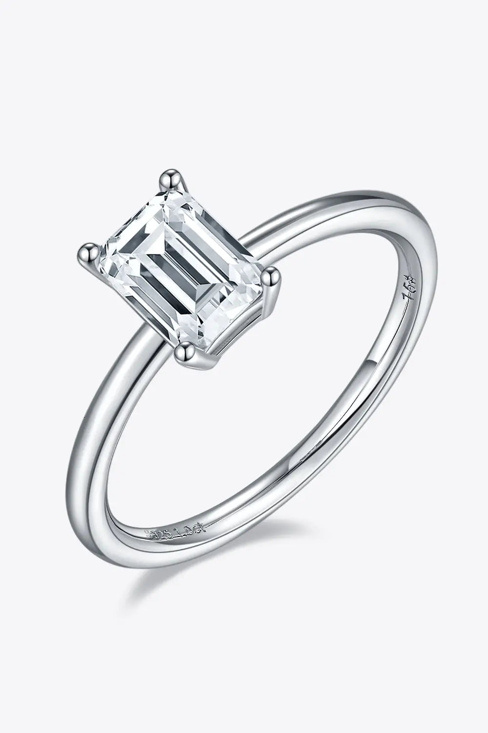 Lovcia 1 Carat Moissanite 925 Sterling Silver Solitaire Ring-Rings-Rectangle-4.5-Rectangle